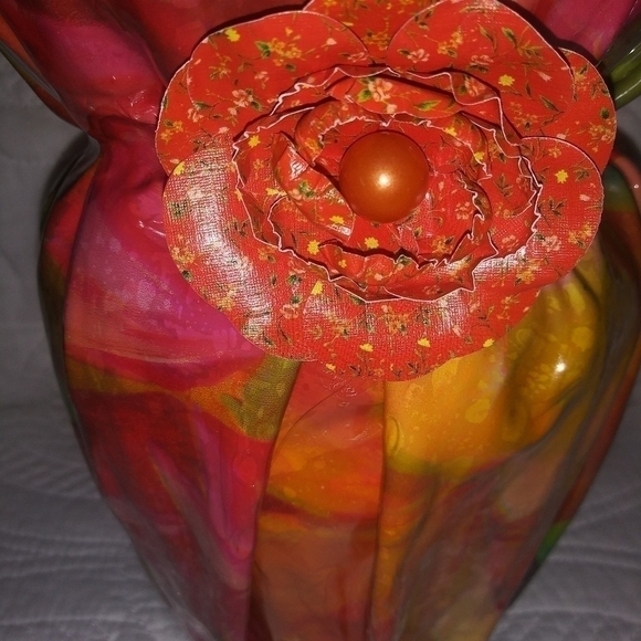 Handmade Paper-Maiche Floral Vase - Picture 3 of 6